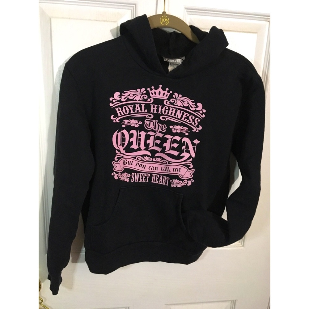 rave-Girls Funny Slogan Graphic Print Pullover Hoodie Sweatshirt Top- Small